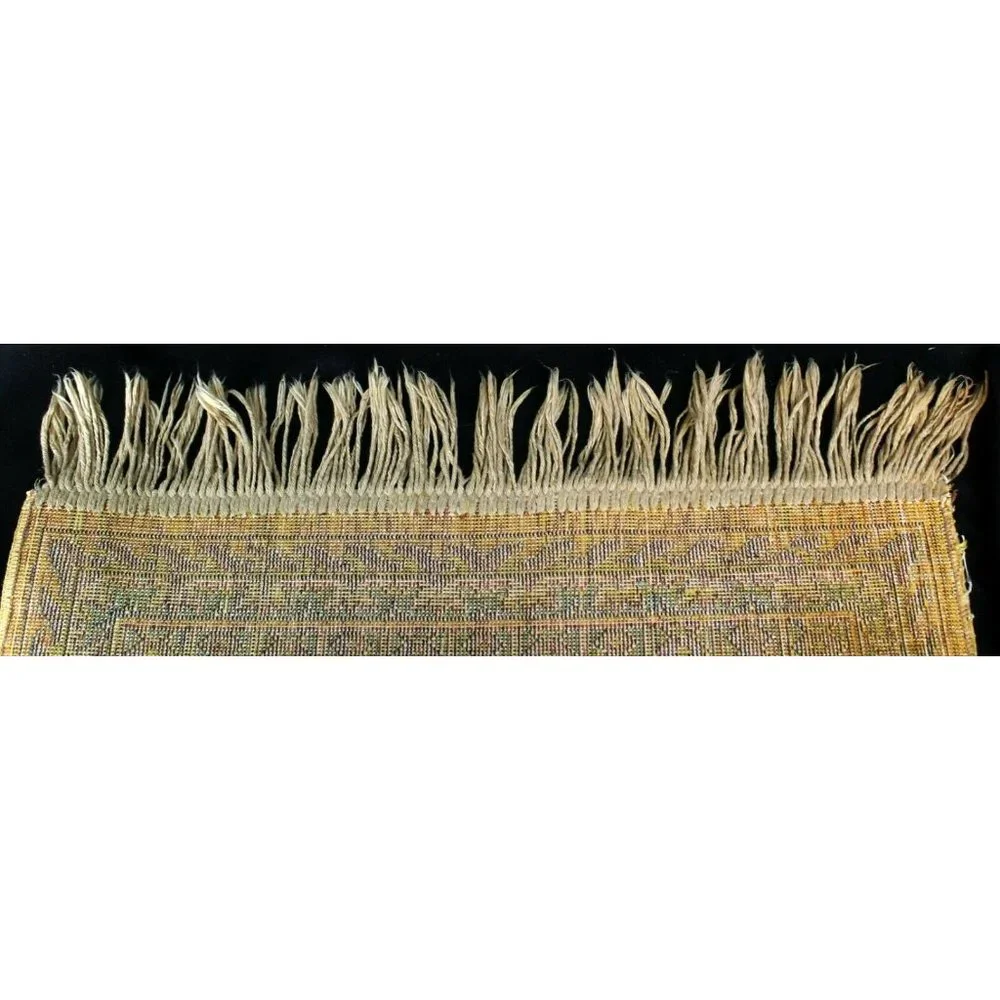 Prayer Rug Long Brown Rectangle Muslim Middle East Wall Hanging Fringe Velour